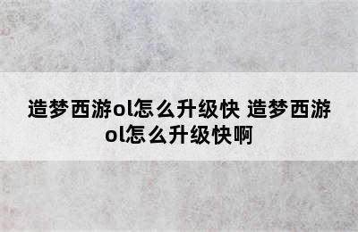 造梦西游ol怎么升级快 造梦西游ol怎么升级快啊